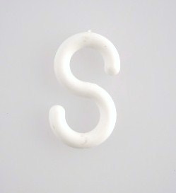 1-1/2"  S-HOOK WHITE STYRENE PLASTIC