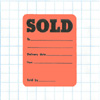 LABEL FLUORESCENT RED "SOLD" 2" X 3"
