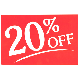 PROMO SIGN "20% OFF"-  7" X 11" RED