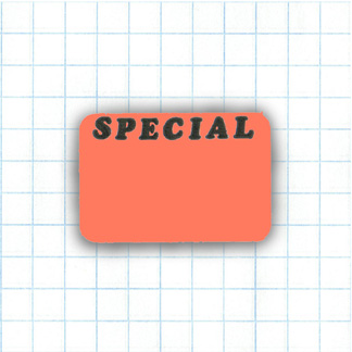 LABEL FLUORESCENT RED SPECIAL  1 X1-1/2"