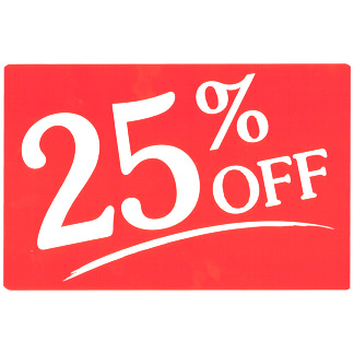 PROMO SIGN "25% OFF"-  5-1/2" X 7" RED