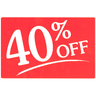 PROMO SIGN "40% OFF"-  5-1/2" X 7" RED